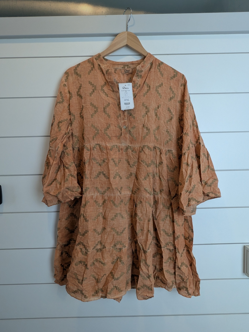 Rhea Cotton Blockprint Tunic Blouse Handmade Size Small Medium